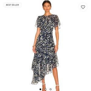 ASTR The Label Flutter Sleeve Maxi Dress | Blue & Green Floral